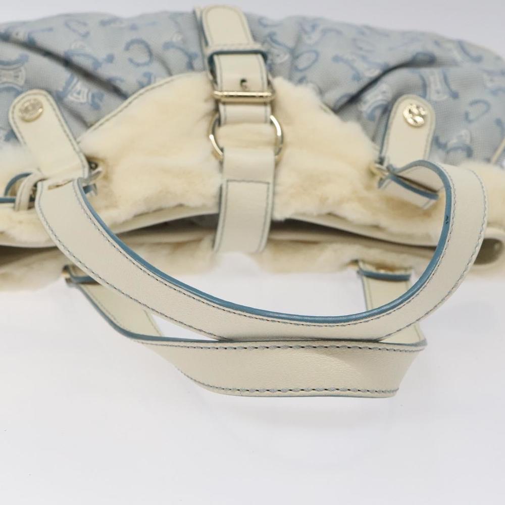 CELINE C Macadam Canvas Hand Bag Light Blue Gold Auth 121231 - Picture 7 of 16